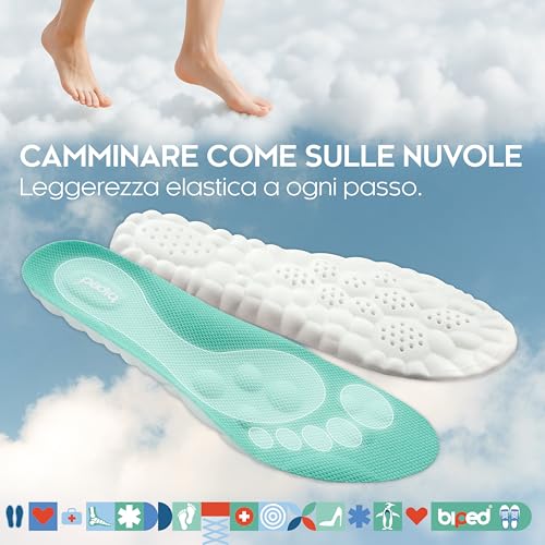 biped solette Cloud ultra morbide per sport, uso quotidiano e scarpe da lavoro – Solette ortopediche ammortizzanti con cuscinetto tallone – Schiuma massaggiante z2938(mint,42-44) - Prova pratica