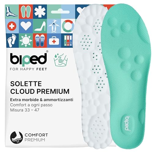 biped solette Cloud ultra morbide per sport, uso quotidiano e scarpe da lavoro – Solette ortopediche ammortizzanti con cuscinetto tallone – Schiuma massaggiante z2938(mint,42-44) - Design e materiali
