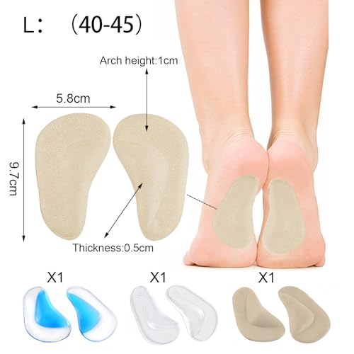 EUYKQNOI Solette Ortopediche per Plantare Piede Cavo, 3 Paia in Silicone con Supporto Plantare per Fascite e Tallone Alto, Inserti Ammortizzanti per Piede per Massimo Comfort - Prova pratica