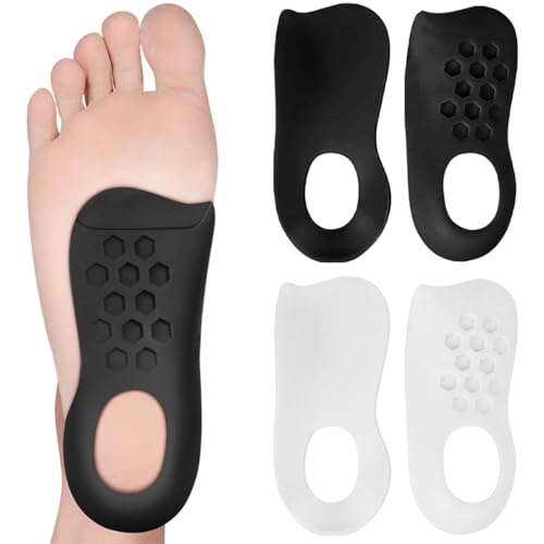 JYNXOR Solette Ortopediche per Supporto Arco Plantare, Fascite Plantare, Piedi Piatti, Dolori al Tallone, Metatarsalgia, Pronazione - Solette in Silicone per Uomini e Donne - Nero - Design e materiali