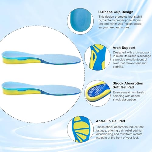MtnLaur Solette Gel Silicone Uomo Donna, Solettes per Scarpe Sportive, Gel Solette Ortopediche Plantare Arch Support, Possono Essere Tagliate, Cuscinetto Sperone Calcaneare e Fascite Plantare(39-42EU) - Funzionalità e accessori