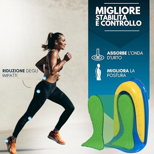 Podcase - Set Di 4 Talloniere In Silicone Plantare Ortopedico Per Correggere Fascite Plantare E Spina Calcaneare - Solette Gel Unisex Per Tallonite E Spina Calcaneare (Verde, S(35-40)) - Dettaglio recensione 4