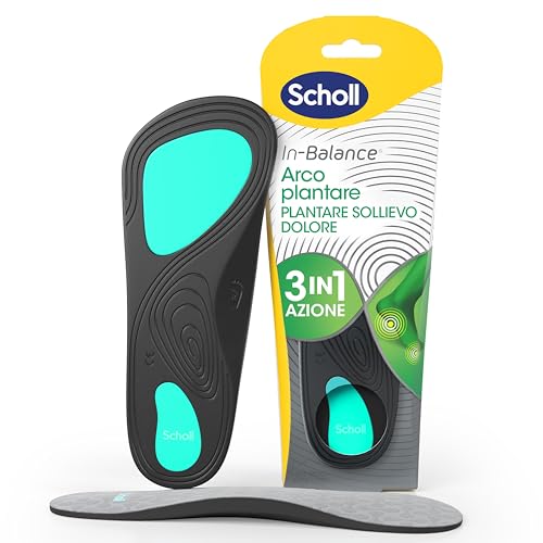Scholl In-Balance Arco Plantare, Plantare Sollievo Dolore, Solette Ortopediche Piede Piatto, Plantari con Gel Ammortizzante a Doppio Strato con Supporto Flessibile, Taglia S (37-39.5), 1 Paio - Design e materiali